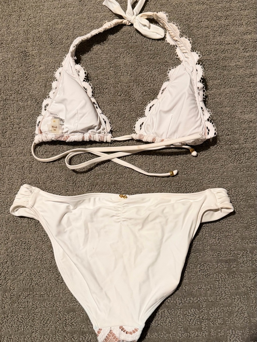 White PQ Swim lace Bikini Set with Nude Lining - Picture 2 of 4